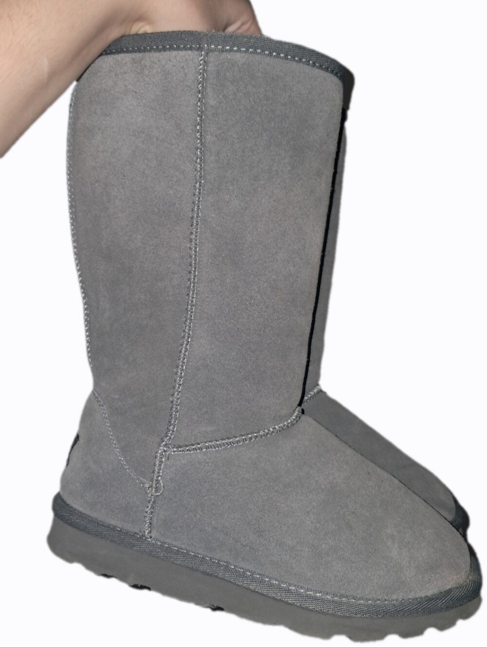 UGG Classic Mid-Calf Cozy Suede Shearling Boots In Gray | EUC | Women's Size 7